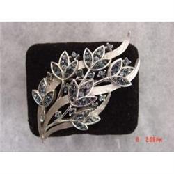 Estate Crown TRIFARI Blue Rhinestone Brooch #872617