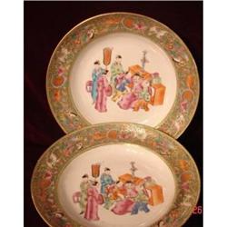 CHINESE EXPORT ROSE MANDARIN SOUP PLATES #872813