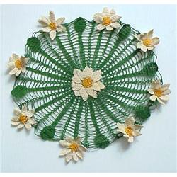 Crocheted Lace DOILY Exotic Blossoms #872888