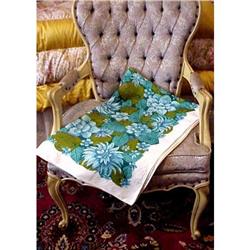 Lovely Vntg. Tablecloth Blue Floral Decorations #873015