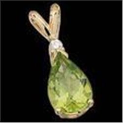 14k  Pendant PERIDOT 2  CTS!  DIAMOND #873214