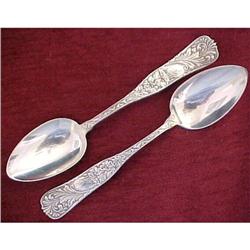2 Ornate Victorian Sterling Soup Spoons #873274