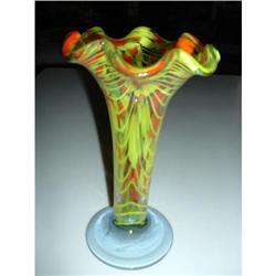 Fluted Handblown Spatter Glass Vase #873373