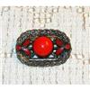 Unusual Antique Deco Glass/Enameled Brooch #873426
