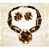 Vintage Beaded Wooden Necklace & Earrings  #873427