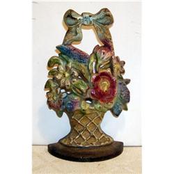 Cast Iron Flower Basket Doorstop #873445