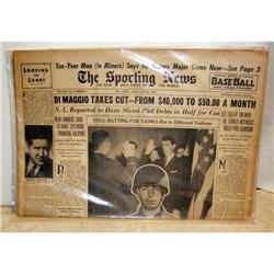 Rare! "The Sporting News" Joe DiMaggio Article #873447
