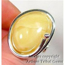 Butter Baltic Amber Sterling Ring~12.1 GRAMS #873526