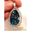 Electrifying Blue Amber Sterling Silver Pendant #873546