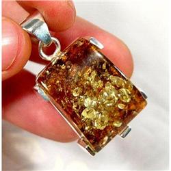 Sunset Magic BALTIC Amber  Sterling Pendant #873586
