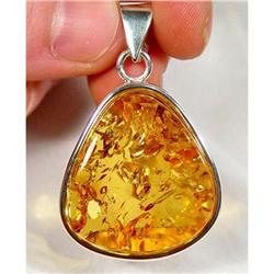  Honey  Sterling Silver Baltic Amber Pendant #873604