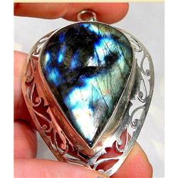 WOW~Labradorite Silver Pendant~31.5grams  #873780