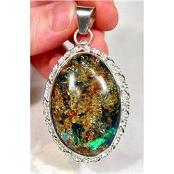A WINNER Blue Amber Designer Sterling Pendant #873800