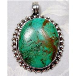 Tibetan Turquoise Sterling Pendant~56grams~HUGE #873807