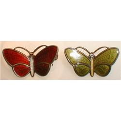 NORWAY Silver BUTTERFLY Pins 2 Enamel STERLING #873812