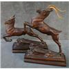 Image 1 : ARMOR Bronze Antelope BOOKENDS with Horns #873815