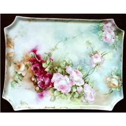 LIMOGES Tray Hand painted Signed/WG Antique #873827