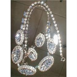 Austrian Rhinestone Necklace & Ears SET Vintage #873840