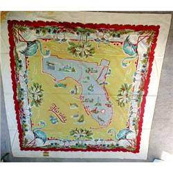 FLORIDA Souvenir Tablecloth MAP Flamingoes #873882