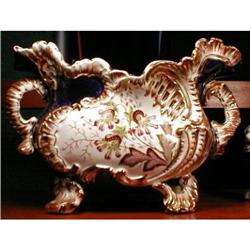 Orchid Jardiniere HP COBALT & Gold ANTIQUE #873890