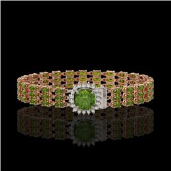28.56 ctw Tourmaline & Diamond Bracelet 14K Rose Gold