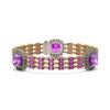 Image 1 : 34.24 ctw Amethyst & Diamond Bracelet 14K Yellow Gold