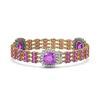 Image 2 : 34.24 ctw Amethyst & Diamond Bracelet 14K Yellow Gold