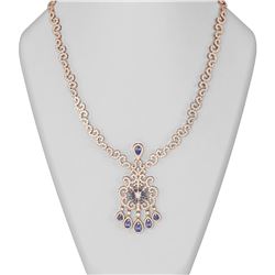 23.06 ctw Tanzanite & Diamond Necklace 18K Rose Gold