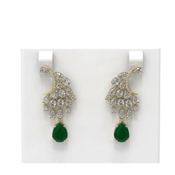 15.97 ctw Emerald & Diamond Earrings 18K Yellow Gold