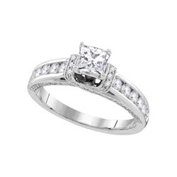 14kt White Gold Princess Diamond Solitaire Bridal Wedding Engagement Ring 1-1/4 Cttw