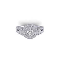1.50 ctw Certified VS/SI Diamond Art Deco 3 Stone Ring 14K White Gold