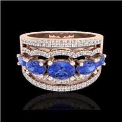 2.25 ctw Tanzanite & Micro Pave VS/SI Diamond Designer Ring 10K Rose Gold