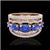 Image 1 : 2.25 ctw Tanzanite & Micro Pave VS/SI Diamond Designer Ring 10K Rose Gold