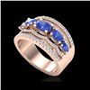 Image 2 : 2.25 ctw Tanzanite & Micro Pave VS/SI Diamond Designer Ring 10K Rose Gold