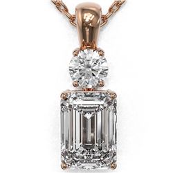 1.25 ctw Emerald Cut Diamond Designer Necklace 18K Rose Gold