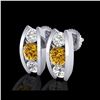 Image 1 : 2.18 ctw Intense Fancy Yellow Diamond Art Deco Earrings 18K White Gold