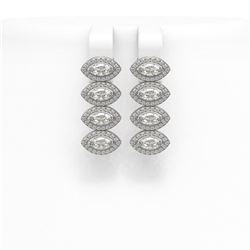 4.52 ctw Marquise Cut Diamond Micro Pave Earrings 18K White Gold
