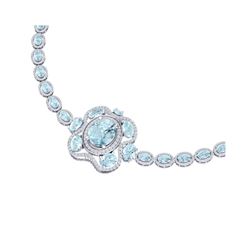 47.72 ctw Sky Topaz & VS Diamond Necklace 18K White Gold