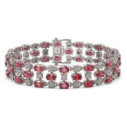 15.64 ctw Tourmaline & Diamond Row Bracelet 10K White Gold