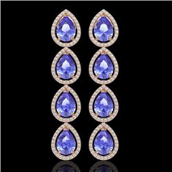 11.2 ctw Tanzanite & Diamond Micro Pave Halo Earrings 10K Rose Gold