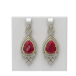 29.79 ctw Ruby & Diamond Earrings 18K Yellow Gold