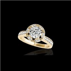 1.5 ctw Certified Diamond Solitaire Halo Ring 10K Yellow Gold