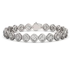 9.94 ctw Cushion Cut Diamond Micro Pave Bracelet 18K White Gold