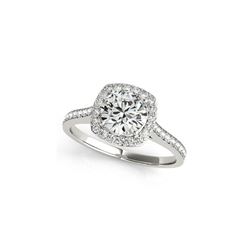 1.4 ctw Certified VS/SI Diamond Halo Ring 18K White Gold