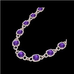66 ctw Amethyst & Micro VS/SI Diamond Eternity Necklace 14K Rose Gold
