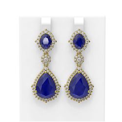 29.36 ctw Sapphire & Diamond Earrings 18K Yellow Gold