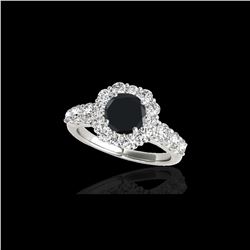 2.25 ctw Certified Black Diamond Solitaire Halo Ring 10K White Gold