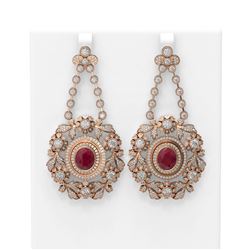 27.78 ctw Ruby & Diamond Earrings 18K Rose Gold