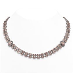 60.62 ctw Morganite & Diamond Necklace 14K White Gold