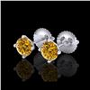 Image 1 : 1.01 ctw Intense Fancy Yellow Diamond Art Deco Earrings 18K White Gold